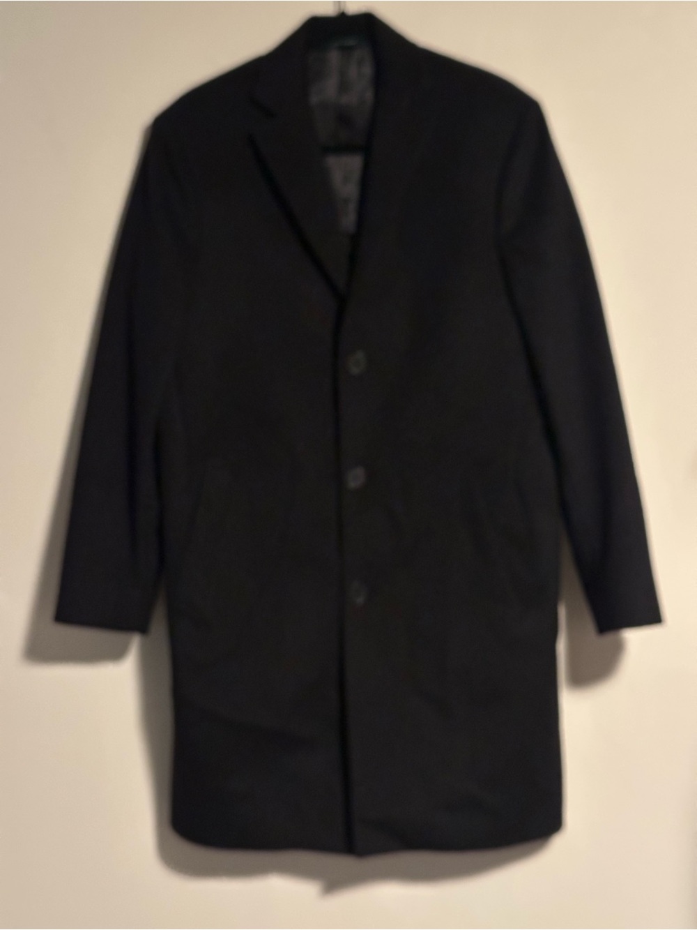 Brooks Brothers Men’s 38S Black 100% Wool 3 Button Topcoat Overcoat NWOT